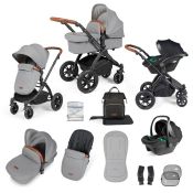 ICKLE BUBBA Stomp Luxe Premium i-Size Travel System -Pearl Grey/Black/Tan
